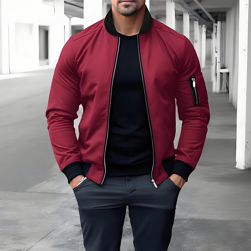 Men's Classic Zip-Up Bomber Jacket