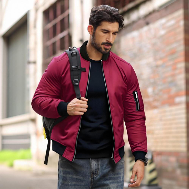 Men's Classic Zip-Up Bomber Jacket