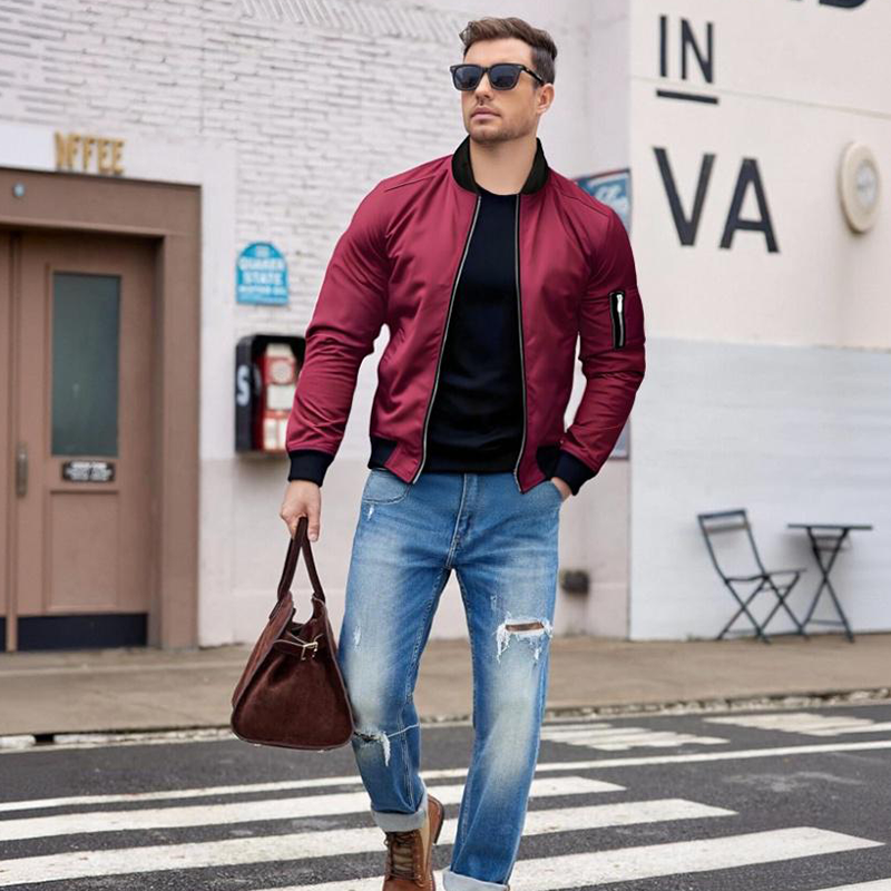 Men's Classic Zip-Up Bomber Jacket