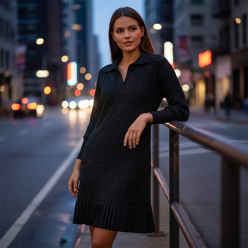🔥Hot Sale Offers-Women’s Sparkle Lapel A-Line Short Dress