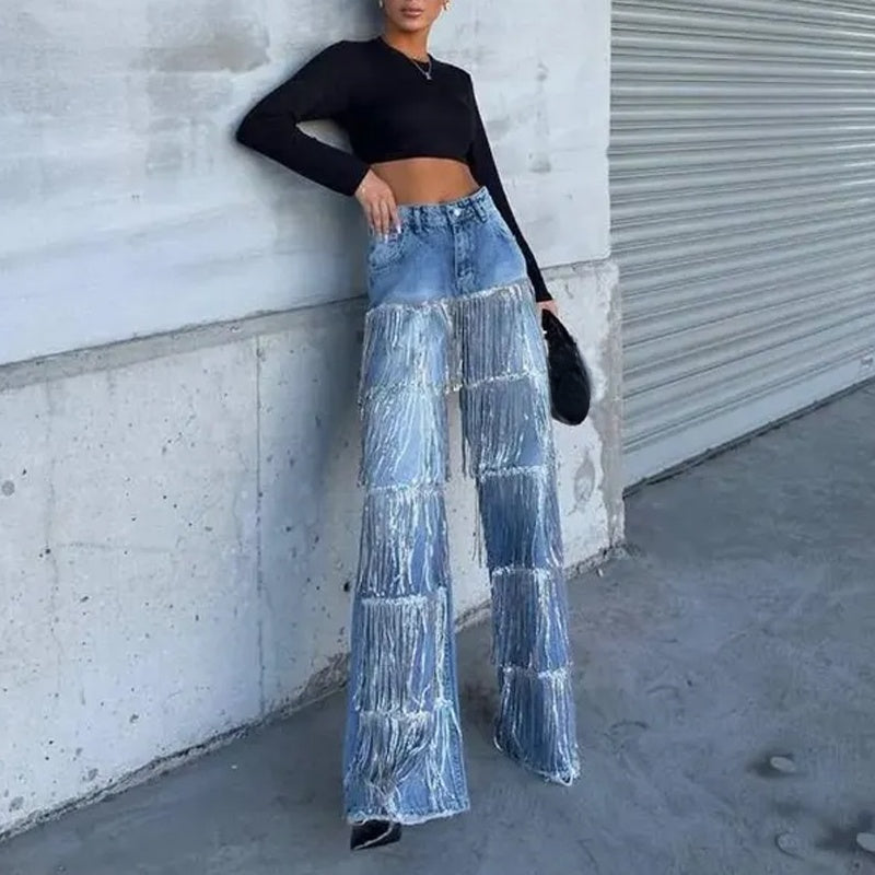 Women's Sequin Tassels Jeans
