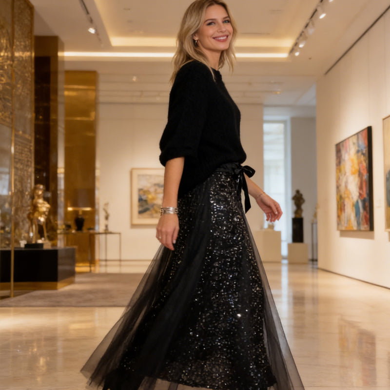 👗 Women's Sparkle Top & Tulle Skirt Set-Dazzling & Elegant Two-Piece Set✨