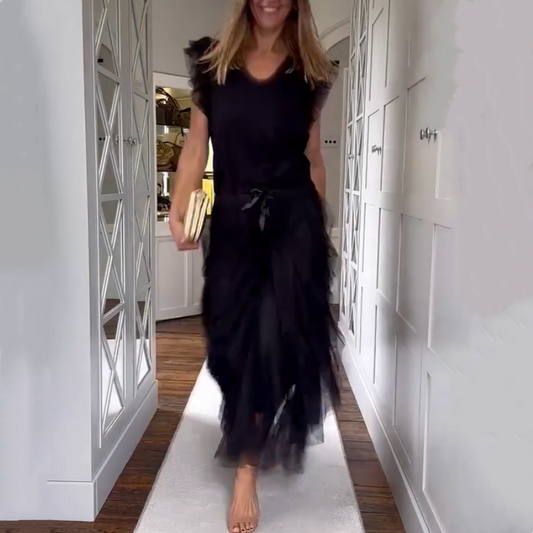 Women’s Elegant Irregular Layered Ruffles Long Skirt