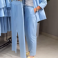Women’s Solid Color Blazer & High Waist Pants Set