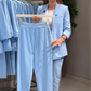 Women’s Solid Color Blazer & High Waist Pants Set