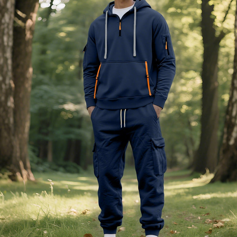 Men's Two-Piece Hooded Tracksuit Set