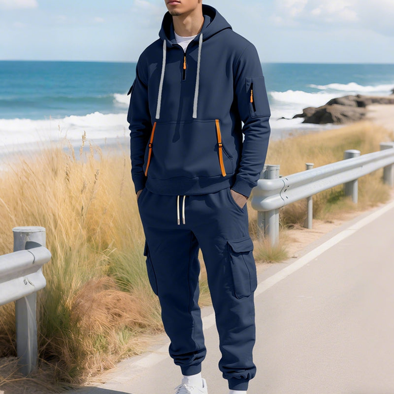 Men's Two-Piece Hooded Tracksuit Set