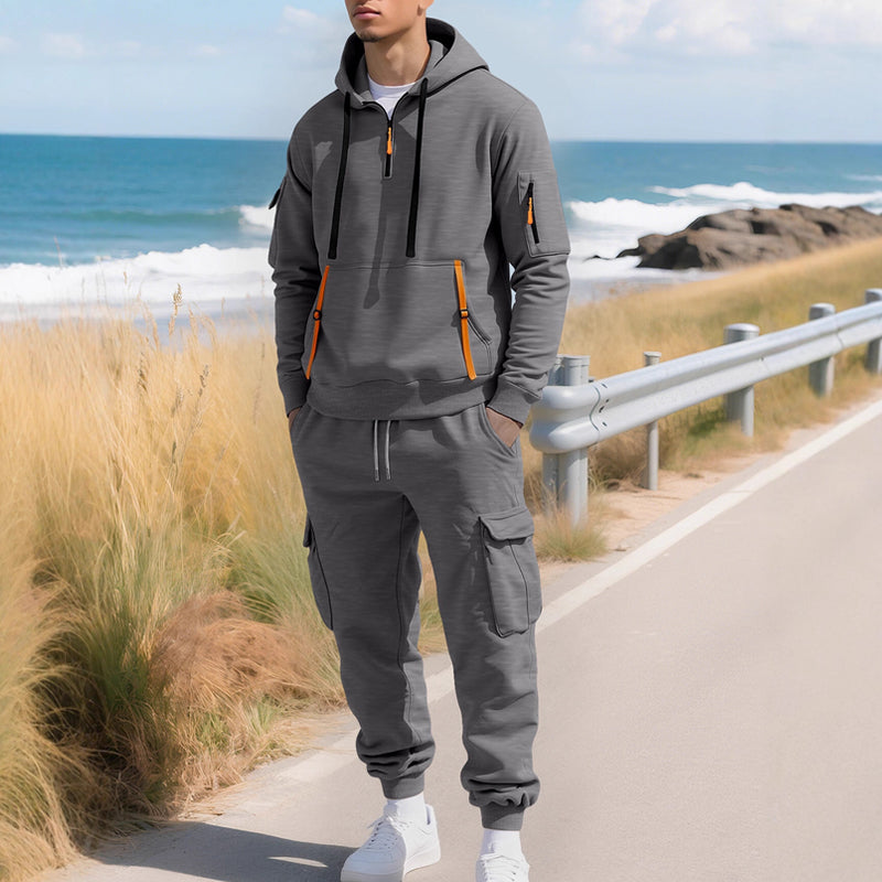 Men's Two-Piece Hooded Tracksuit Set