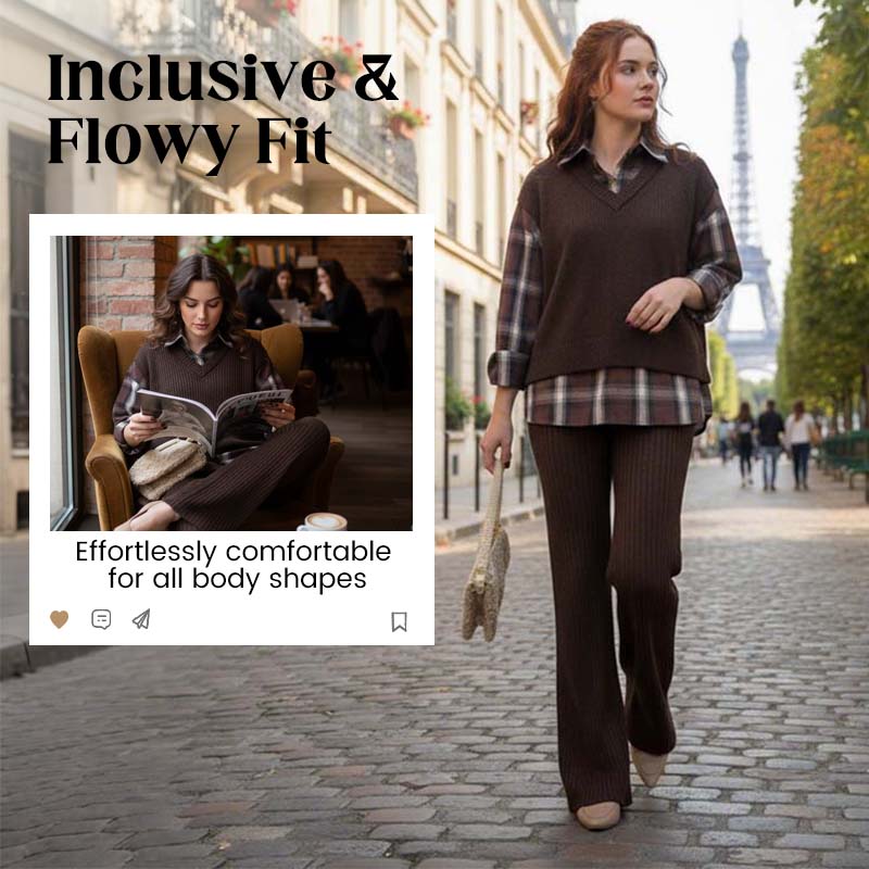 🔥New arrivals offer-Women's Elegant Faux Two-Piece Shirt & Pants Lounge Set