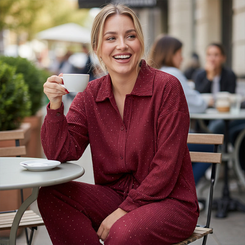 🔥Limited-time offer-Women's Sparkling Pleated Two-Piece Lounge Set