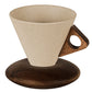Vintage Coffee Mug with Wooden Handle & Saucer