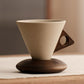 Vintage Coffee Mug with Wooden Handle & Saucer