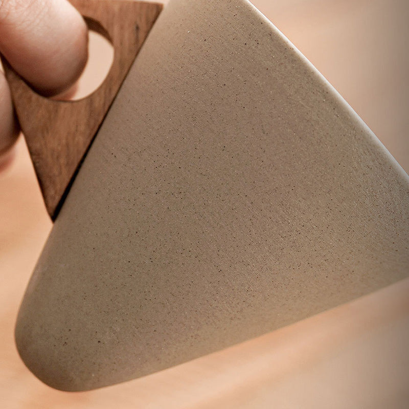 Vintage Coffee Mug with Wooden Handle & Saucer