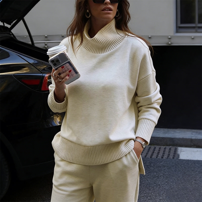 🔥New arrivals offer-High-Neck Side-Zip Sweatshirt & Pants Set