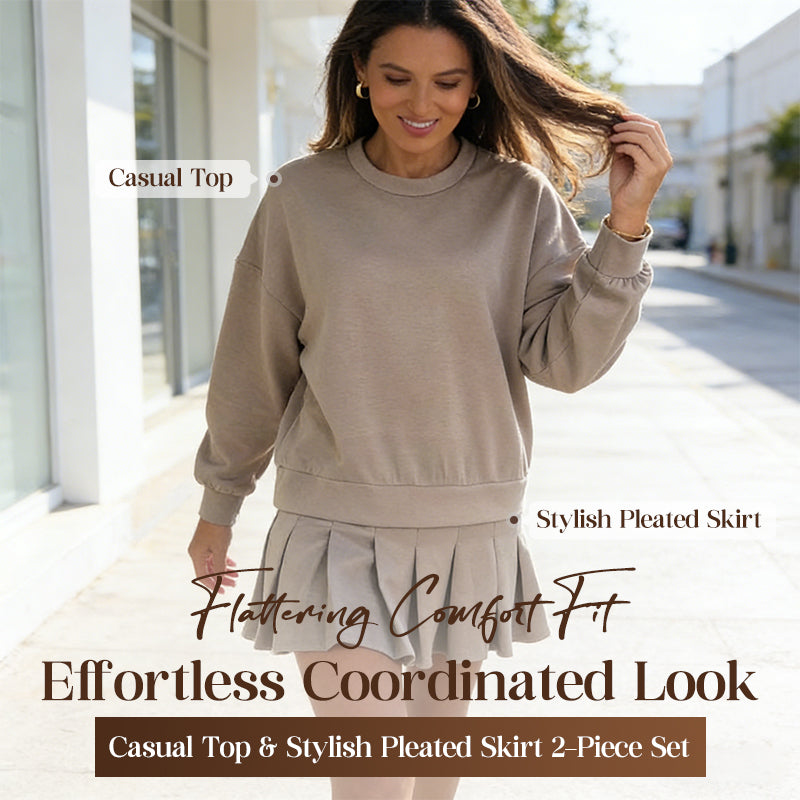 ✨New arrivals offer-Women’s Casual Top & Stylish Pleated Skirt 2-Piece Set