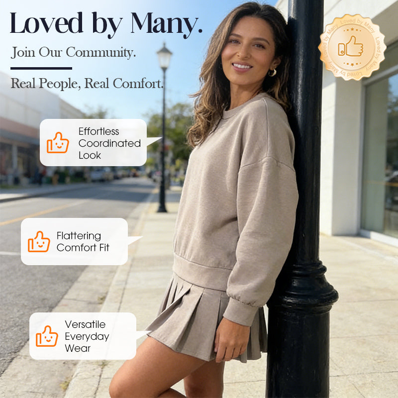 ✨New arrivals offer-Women’s Casual Top & Stylish Pleated Skirt 2-Piece Set