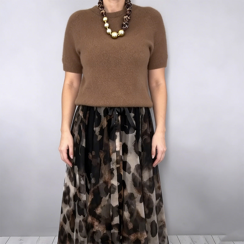 🔥New arrivals offer-Women's Two-Piece Sweater & Leopard Flowy Skirt Set
