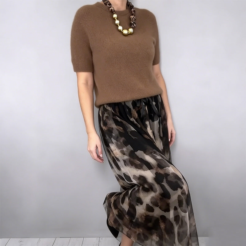 🔥New arrivals offer-Women's Two-Piece Sweater & Leopard Flowy Skirt Set