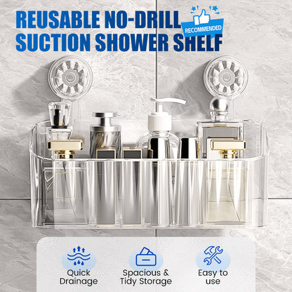 🚿Reusable No-Drill Suction Shower Shelf✨