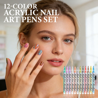 12-Color Acrylic Nail Art Pens Set