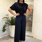 Elegant Sequin Top & Split-Front Pants Set