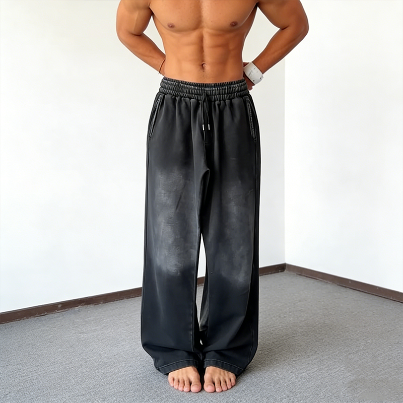 Men's Wide-Leg Drawstring Casual Pants