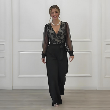 🔥New arrivals offer-Women's Long Sleeve V-Neck Sequin Jumpsuit