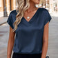 🔥Hot Sale Deals-Women's Satin V-Neck Short Sleeve Blouse