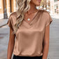 🔥Hot Sale Deals-Women's Satin V-Neck Short Sleeve Blouse