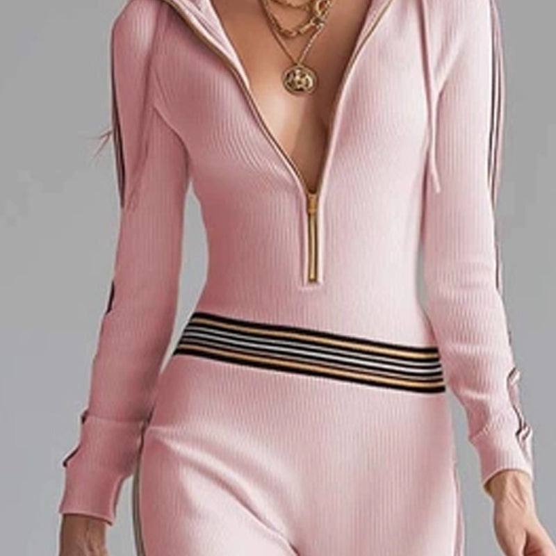 🔥New arrivals offer-Women's Hooded V-Neck Zip-Up Knitted Jumpsuit