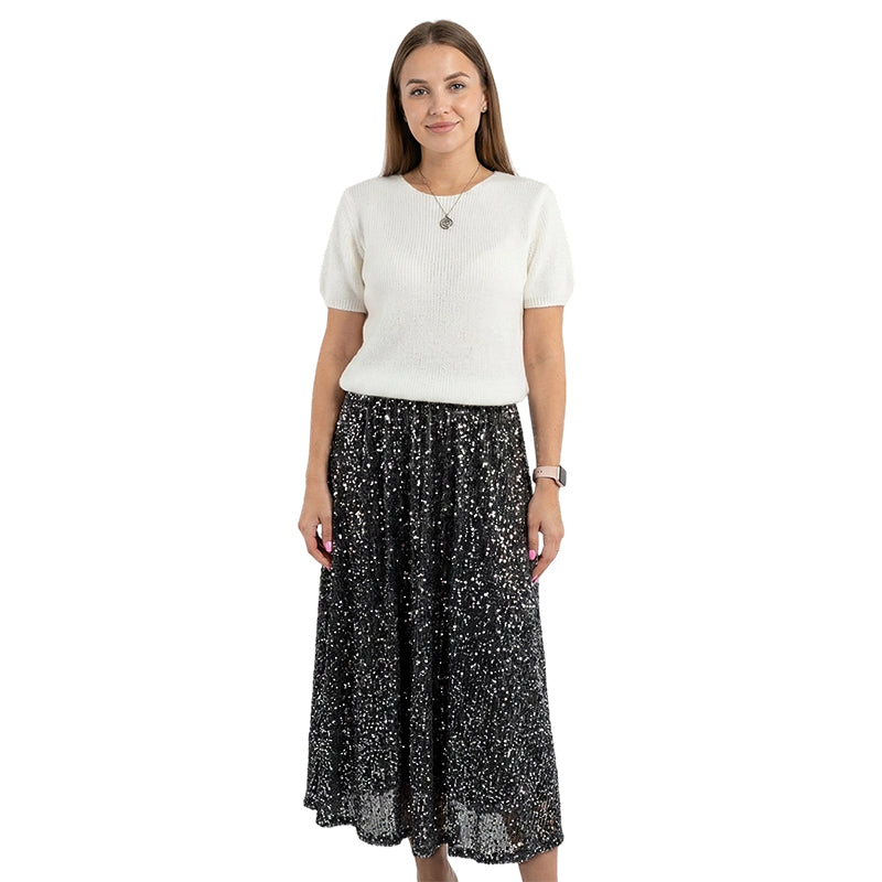 Women's Knit Top & Sequin Skirt 2-Piece Set