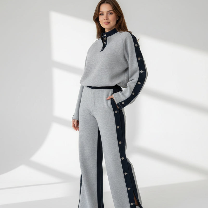 Casual Cropped Sweatshirt and Wide-Leg Pants Outfit