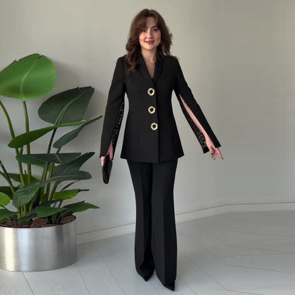 🔥New arrivals offer-Women's Elegant Split Sleeve Blazer & Pants 2-Piece Set