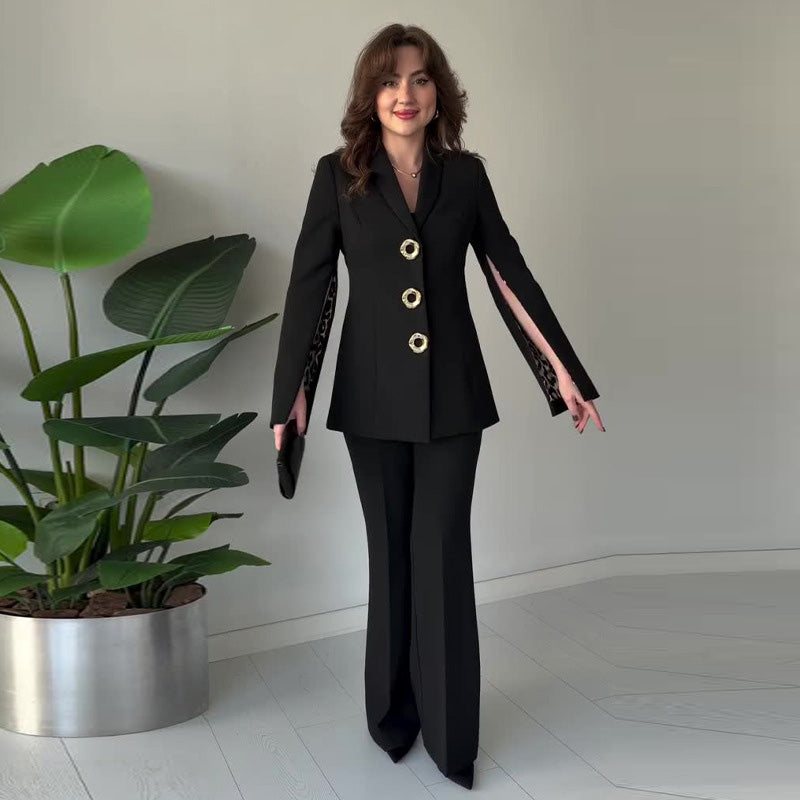 🔥New arrivals offer-Women's Elegant Split Sleeve Blazer & Pants 2-Piece Set