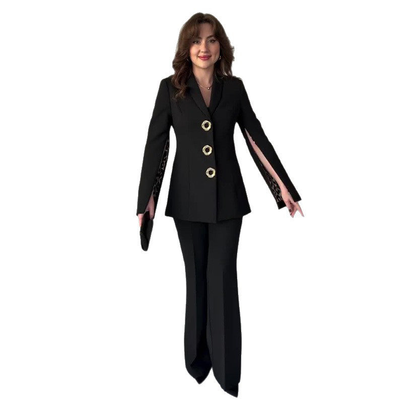 🔥New arrivals offer-Women's Elegant Split Sleeve Blazer & Pants 2-Piece Set