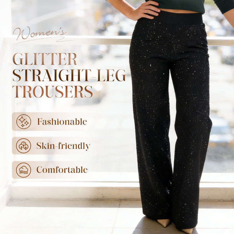 🔥Last Day 49% OFF - High-Waist Glitter Straight-Leg Trousers