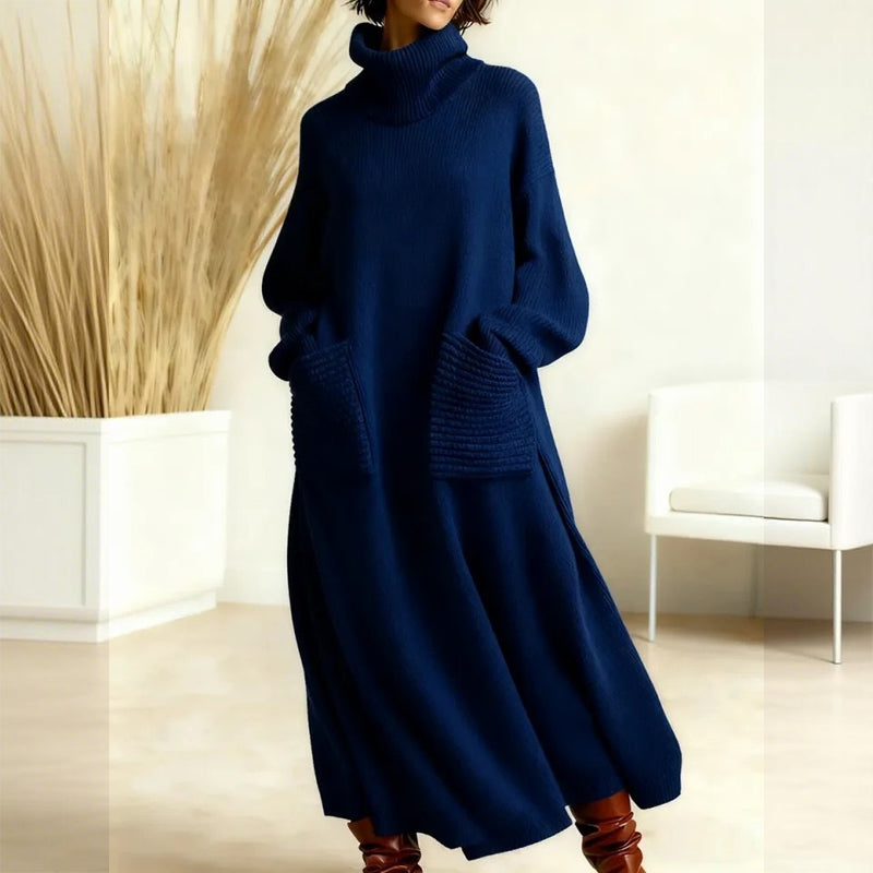 Women's Turtleneck Long Sleeve Knit Sweater Dress
