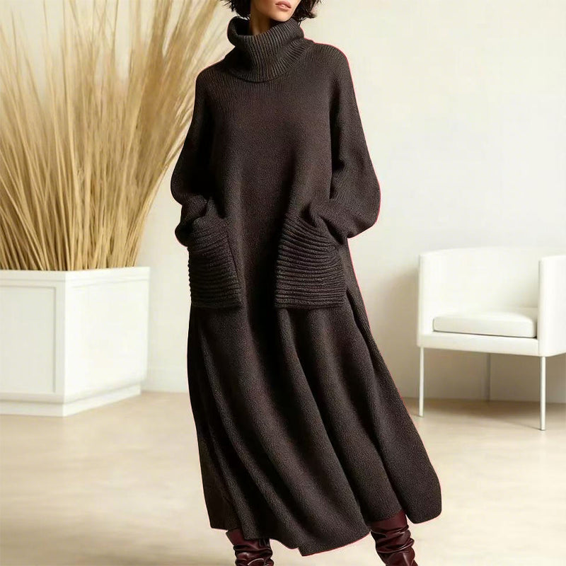Women's Turtleneck Long Sleeve Knit Sweater Dress