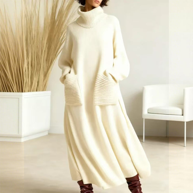 Women's Turtleneck Long Sleeve Knit Sweater Dress