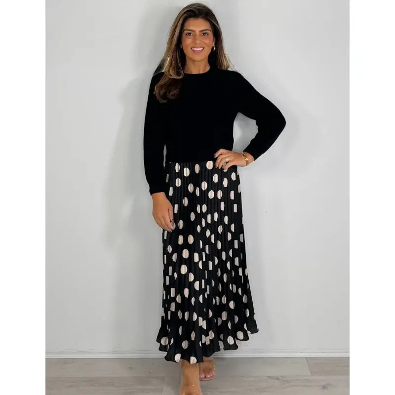 🔥New arrivals offer-Elegant 2-Piece Polka Dot Pleated Skirt Set
