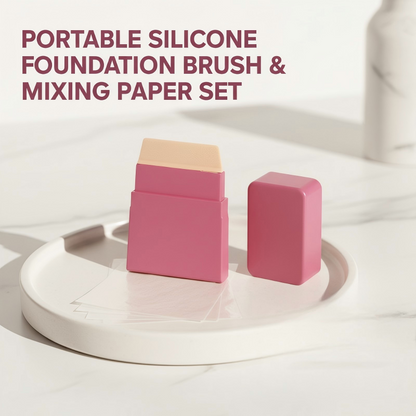 Portable Silicone Foundation Brush & Mixing Paper Set
