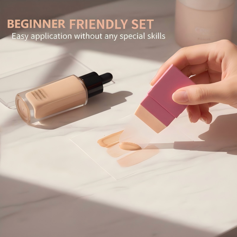 Portable Silicone Foundation Brush & Mixing Paper Set