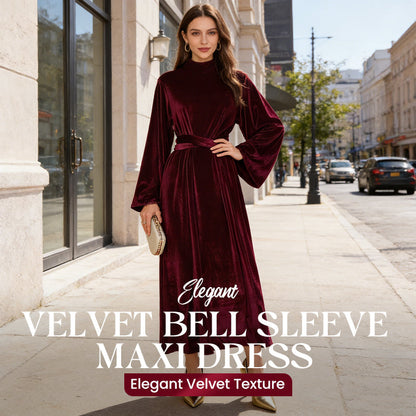 🔥New arrivals offer-Elegant Velvet Bell Sleeve Maxi Dress