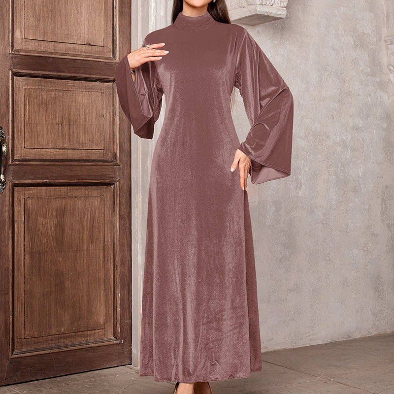 🔥New arrivals offer-Elegant Velvet Bell Sleeve Maxi Dress
