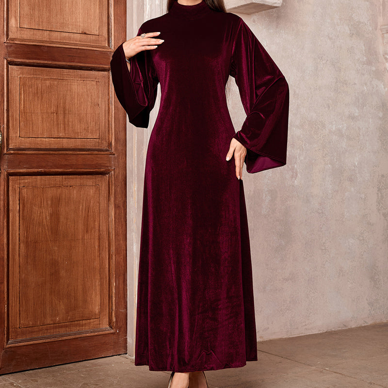 🔥New arrivals offer-Elegant Velvet Bell Sleeve Maxi Dress