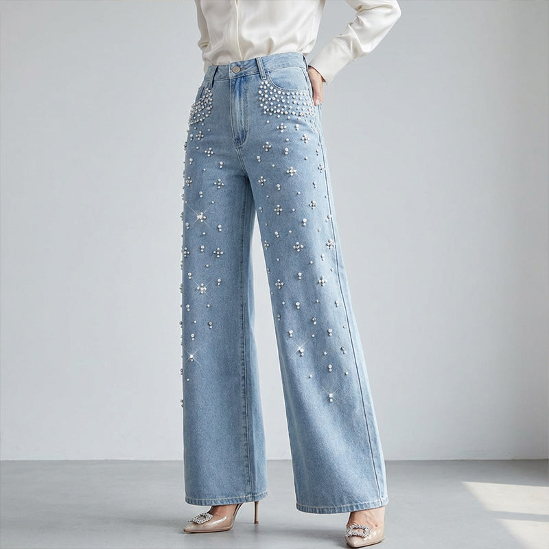 🔥Hot Sale Offers-Elegant Embellished Denim Pants for Women