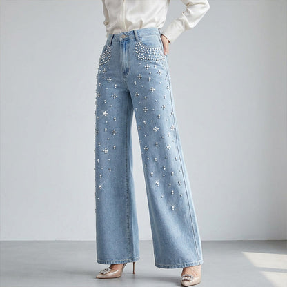 🔥Hot Sale Offers-Elegant Embellished Denim Pants for Women