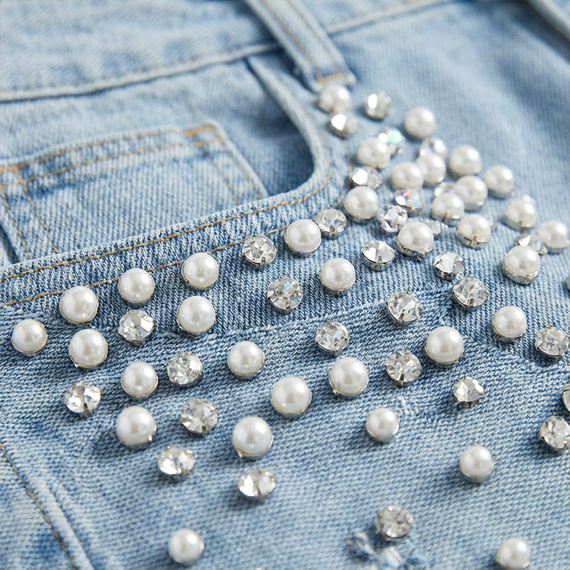 🔥Hot Sale Offers-Elegant Embellished Denim Pants for Women