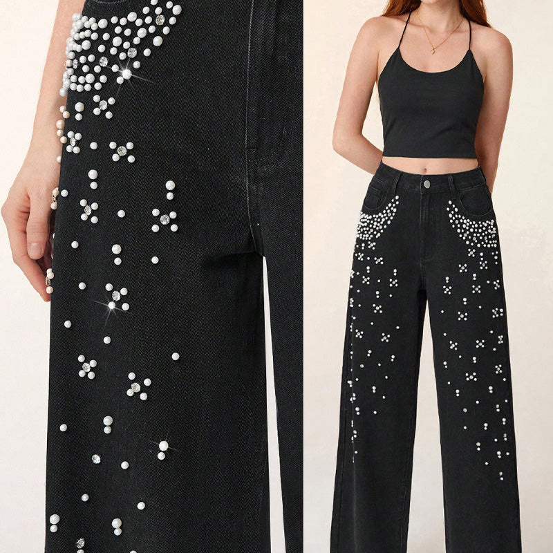 🔥Hot Sale Offers-Elegant Embellished Denim Pants for Women