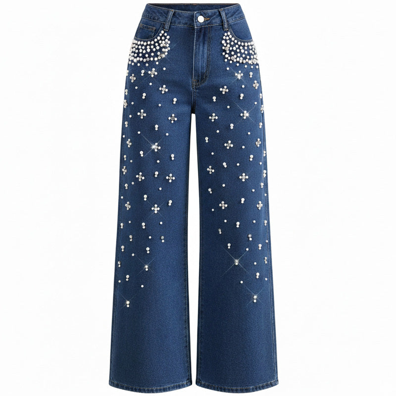 🔥Hot Sale Offers-Elegant Embellished Denim Pants for Women